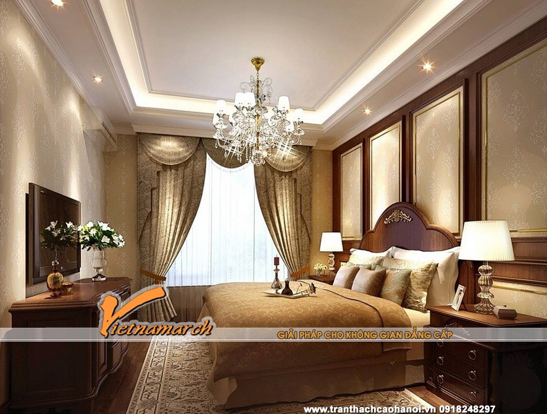 Hệ trần thạch cao phòng ngủ mang phong cách tân cổ điển
