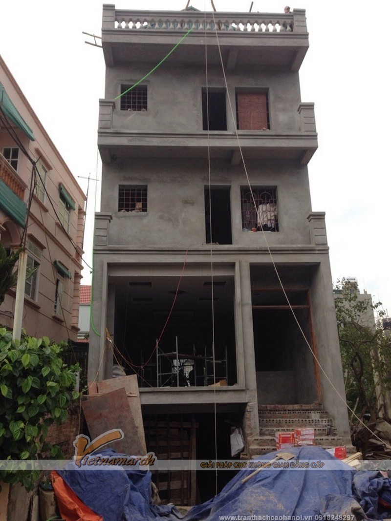 Làm trần thạch cao cho nhà 3 tầng tại Long Biên - Hà Nội
