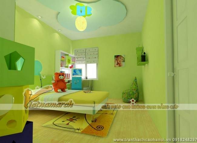 Thiết kế trần thạch cao đẹp và dễ thương cho phòng ngủ trẻ em