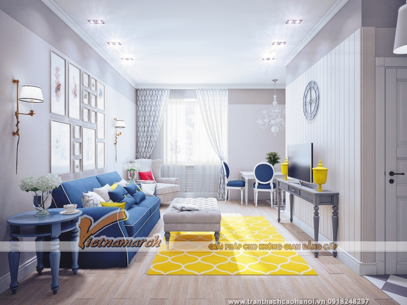 Phòng khách quyến rũ với điểm nhấn nội thất màu vàng 01