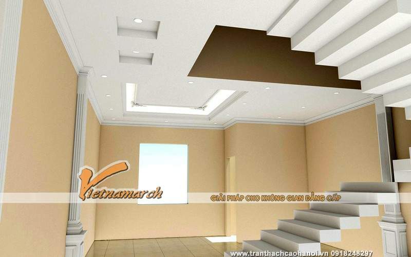 Phương án thiết kế 3D cho trần thạch cao và đèn âm trần nhà chú Sơn 03