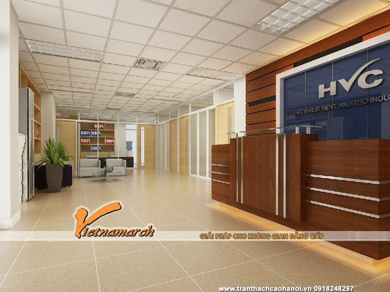 Thiết kế trần thạch cao khung trần nổi cho văn phòng công ty HVC