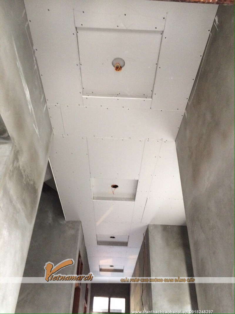 Công trình trần thạch cao nhà ống 4 tầng tại Hưng Yên
