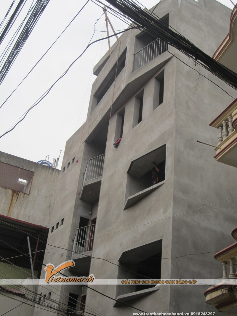 Toàn cảnh công trình làm trần thạch cao cho nhà 4 tầng nhà anh Phương - Khâm Thiên