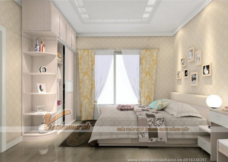 Thiết kế mẫu trần thạch cao phòng ngủ duyên dáng cho chung cư-03