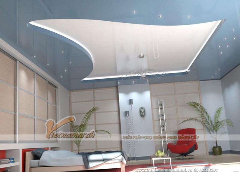 Thiết kế mẫu trần thạch cao phòng ngủ duyên dáng cho chung cư-01