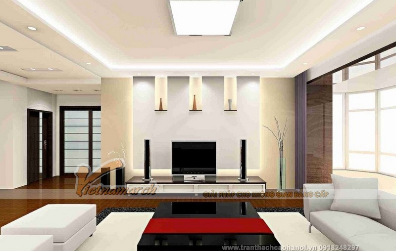 Thiết kế trần thạch cao chống nóng cho phòng khách chung cư-08