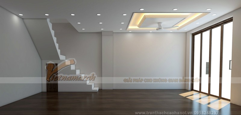 Phương án thiết kế tran thach cao phòng khách tầng 2 