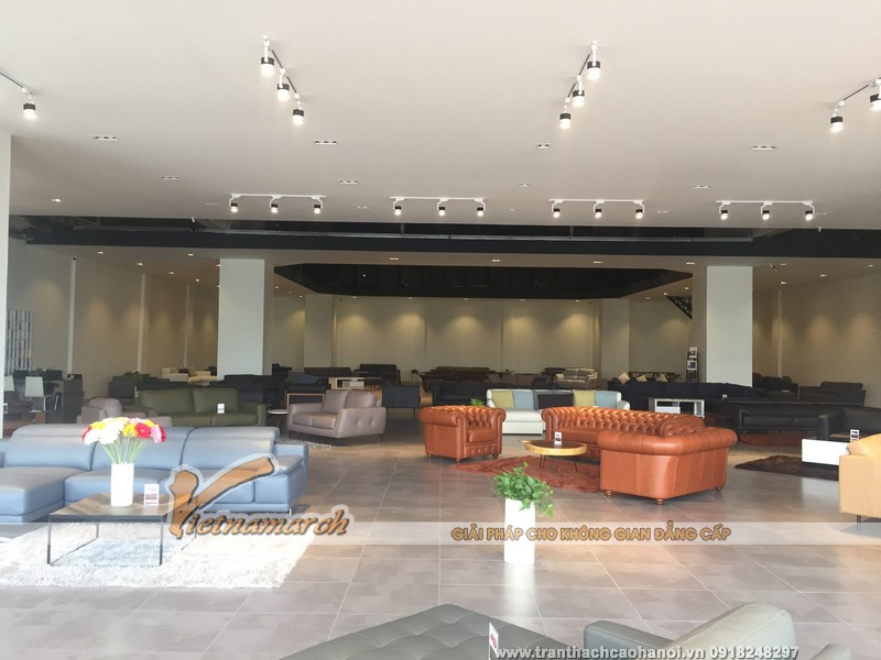 Thi công trần thạch cao và hệ thống đèn led âm trần cho showroom sofa Dcor 01