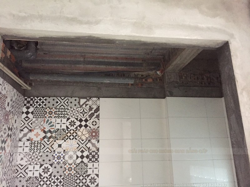Thi công trần nhà thạch cao đẹp hiện đại cho nhà  Anh Hùng 3 tầng Long Biên- Hà Nội
