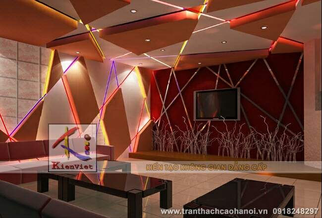 Mẫu thiết kế trần thạch cao phòng karaoke đẹp 07
