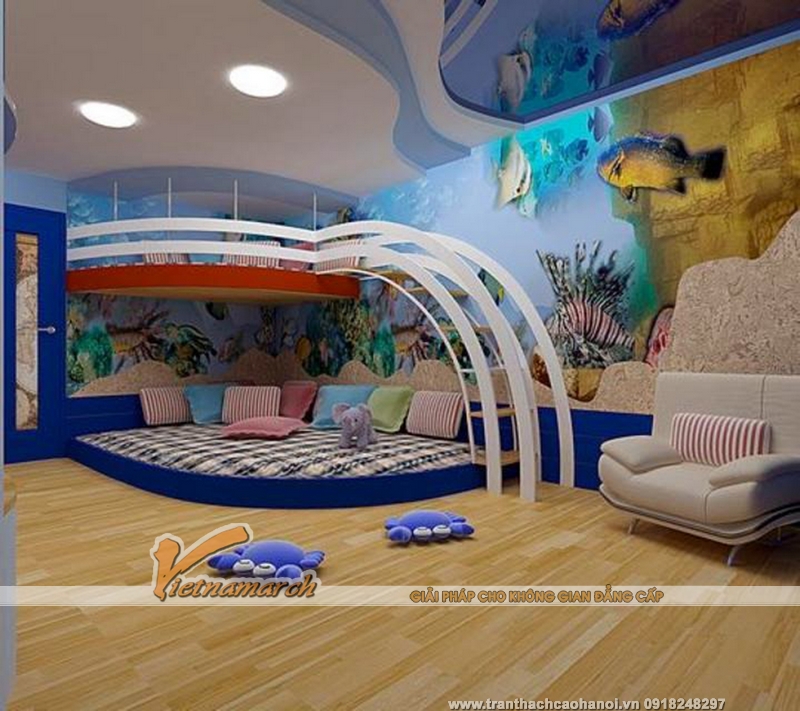 Mẫu thiết kế trần thạch cao phòng trẻ em đẹp 04