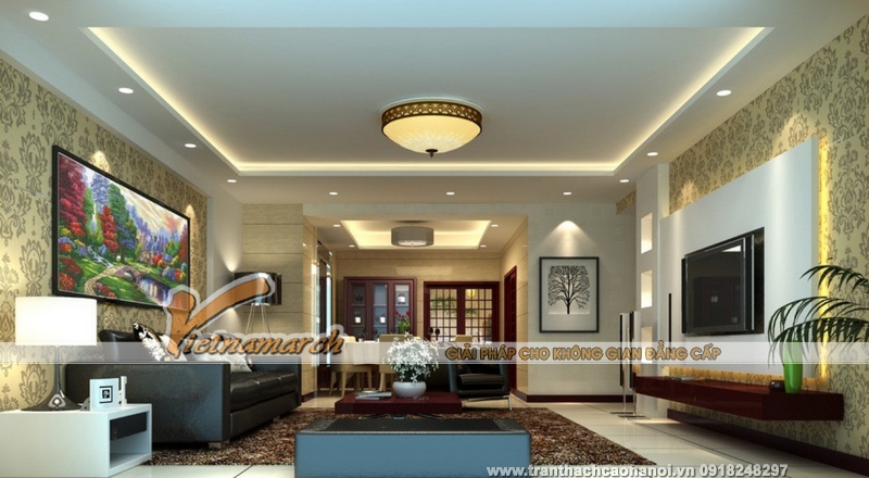 Mẫu thiết kế trần thạch cao phòng khách hiện đại theo xu hướng tối giản và thanh lịch 09