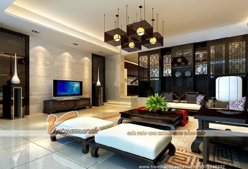 Mẫu thiết kế trần thạch cao phòng khách hiện đại theo xu hướng tối giản và thanh lịch 05