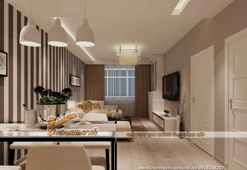 Mẫu thiết kế trần thạch cao phòng khách hiện đại theo xu hướng tối giản và thanh lịch 03