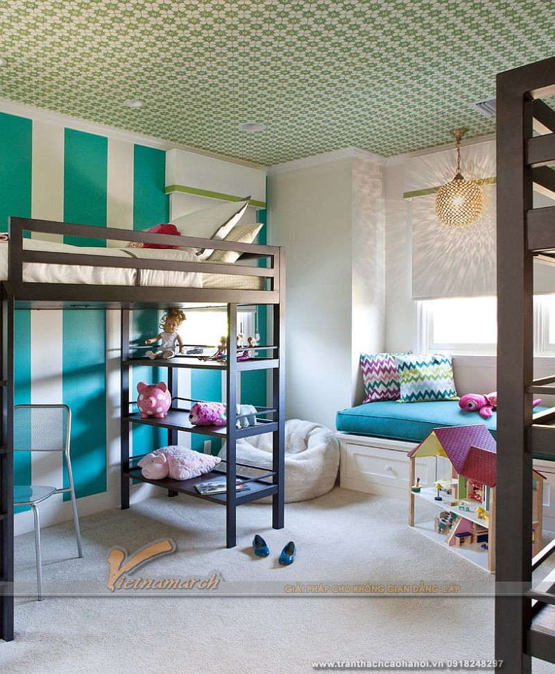 Mẫu thiết kế trần thạch cao phòng ngủ trẻ em ấn tượng và cuốn hút 16