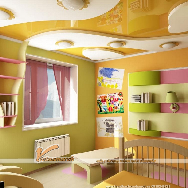 Mẫu thiết kế trần thạch cao phòng trẻ em độc đáo và đáng yêu 11