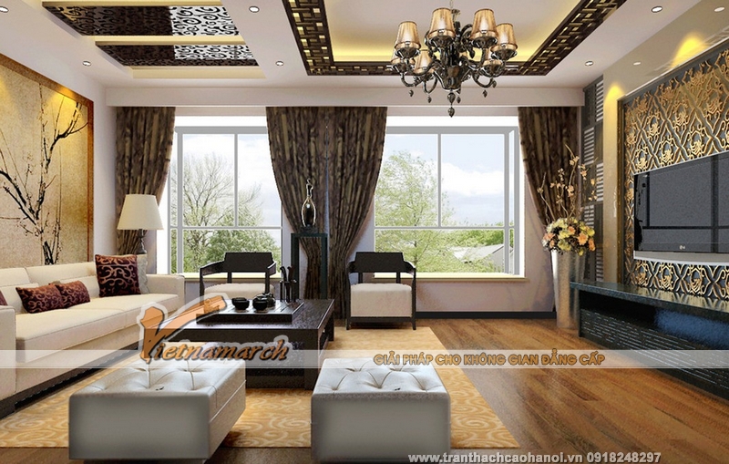 Ý tưởng thiết kế trần thạch cao sang trọng cho phòng khách thêm đẹp 10
