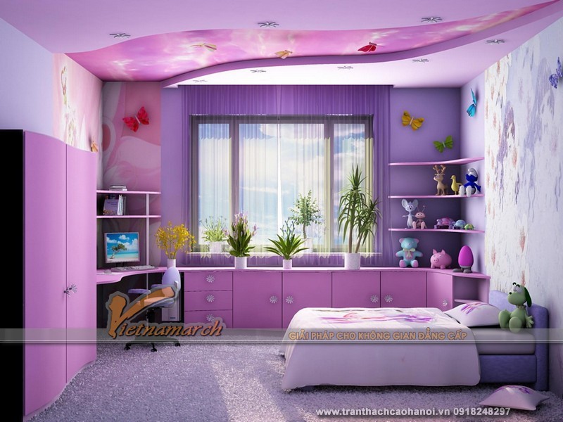 mâu thiết kế nội thất phòng ngủ đáng yêu cho bé gái 12