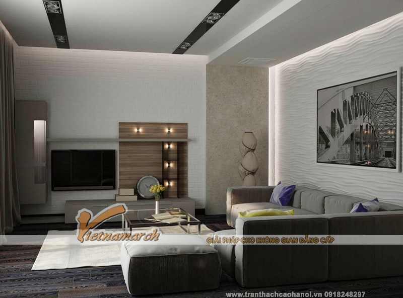 Mẫu thiết kế nội thất phòng khách với sofa đẹp 03