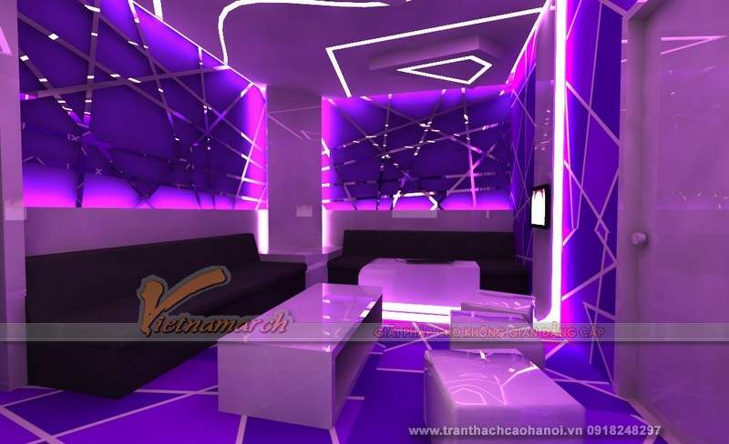 Mẫu thiết kế trần thạch cao phòng karaoke đẹp 11