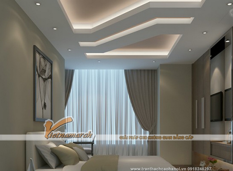 Ý tưởng thiết kế trần thạch cao phòng ngủ đẹp sang trọng và hiện đại 05